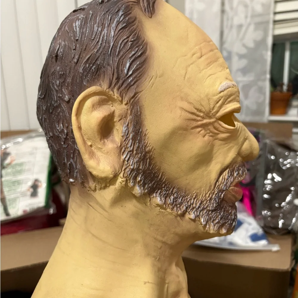Full-Head “Old Man” Mask with Brown and White Beard